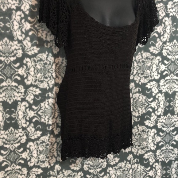Tahari Arthur Levine Chocolate Brown Knit Top - Picture 10 of 11